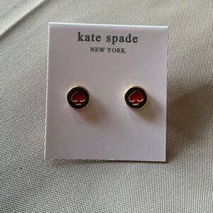 kate spade gold and red enamel spade stud earrings